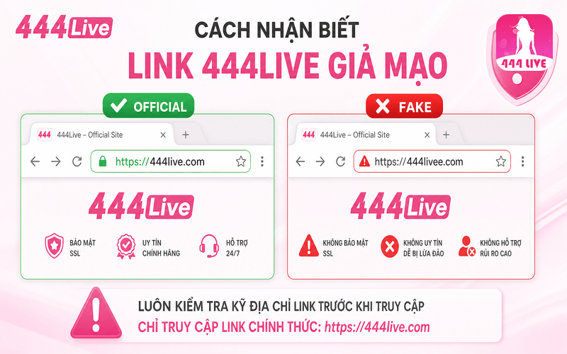 Cách nhận biết link 444Live giả mạo